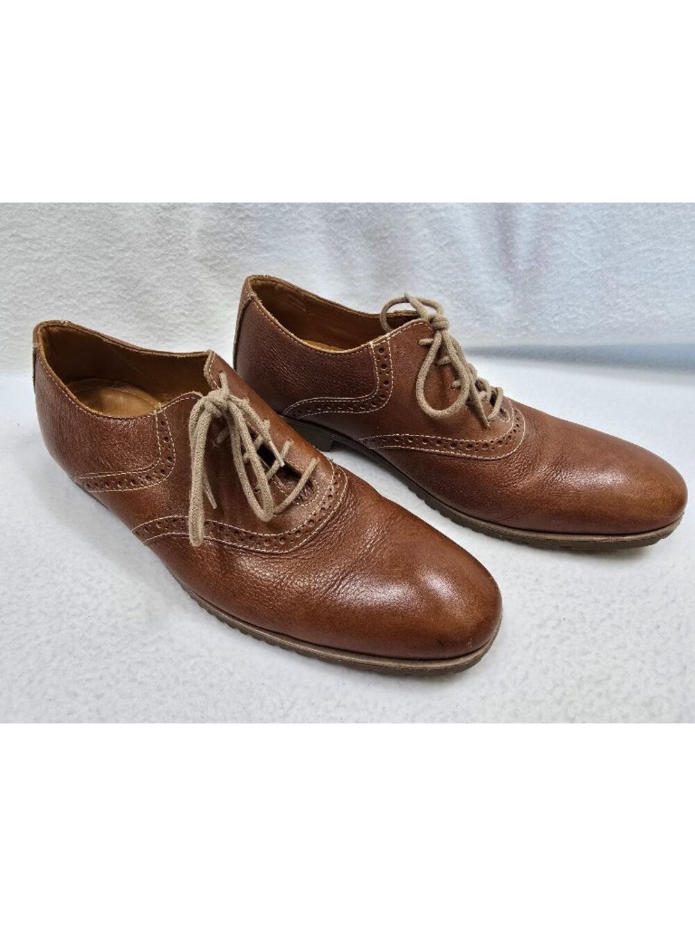 Clarks Brown Leather Oxford Shoes 9D Mens Casual Lace-Up Loafers Made In Brazil